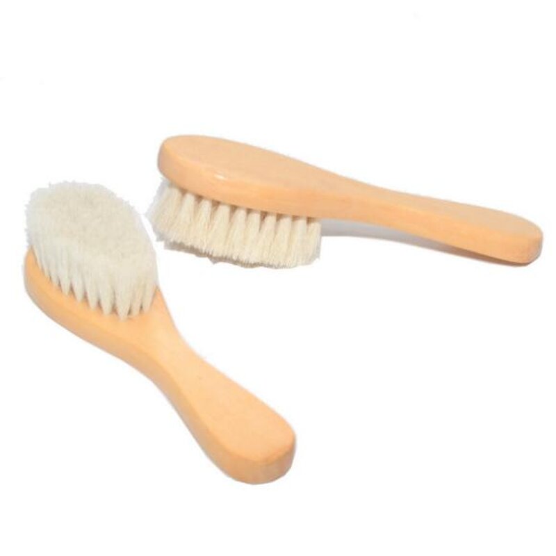 Cleaning Brush Manufacturer - Wholesale Custom logo Wooden Wool Goat Hair Bath Baby Hair Brush