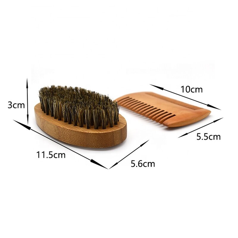 Beard Grooming Kit Manufacturer - Custom Facial Hair Beard Comb and Brush Set Men's Beard Shaping Tool Wooden Comb