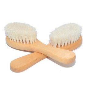 Cleaning Brush Manufacturer - Wholesale Custom logo Wooden Wool Goat Hair Bath Baby Hair Brush