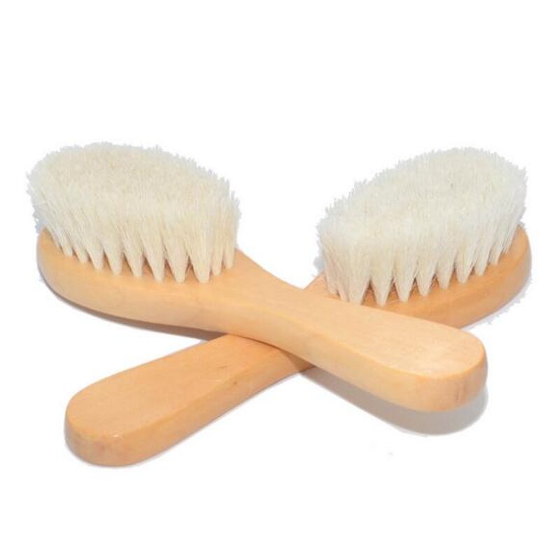 Cleaning Brush Manufacturer - Wholesale Custom logo Wooden Wool Goat Hair Bath Baby Hair Brush