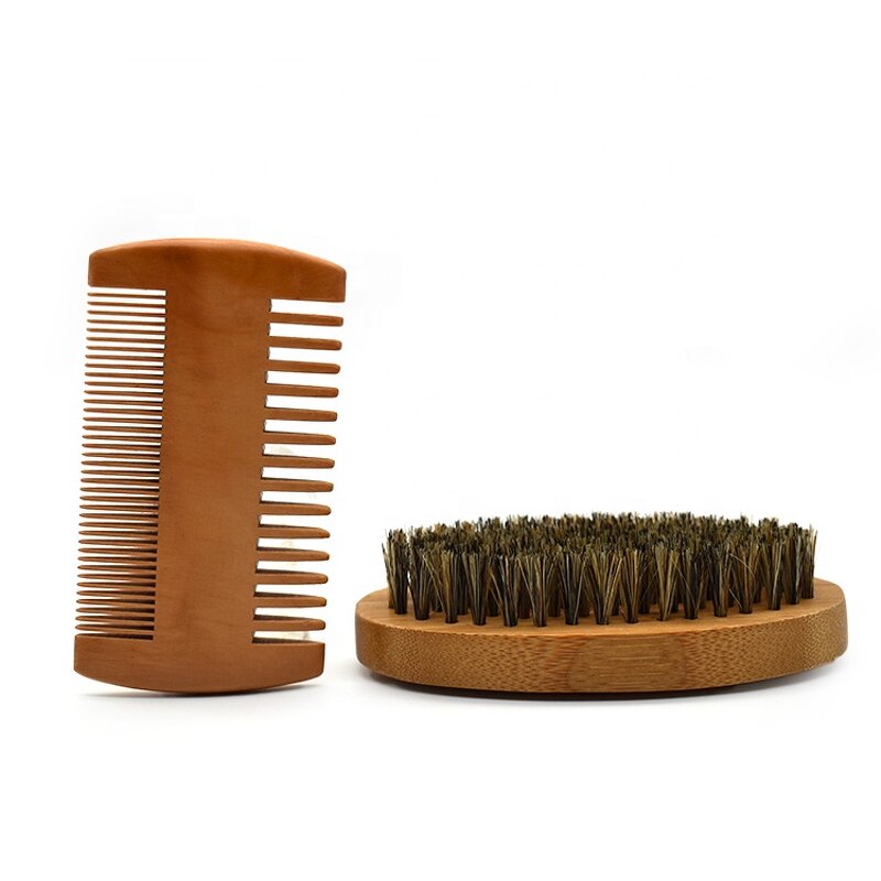 Beard Grooming Kit Manufacturer - Custom Facial Hair Beard Comb and Brush Set Men's Beard Shaping Tool Wooden Comb