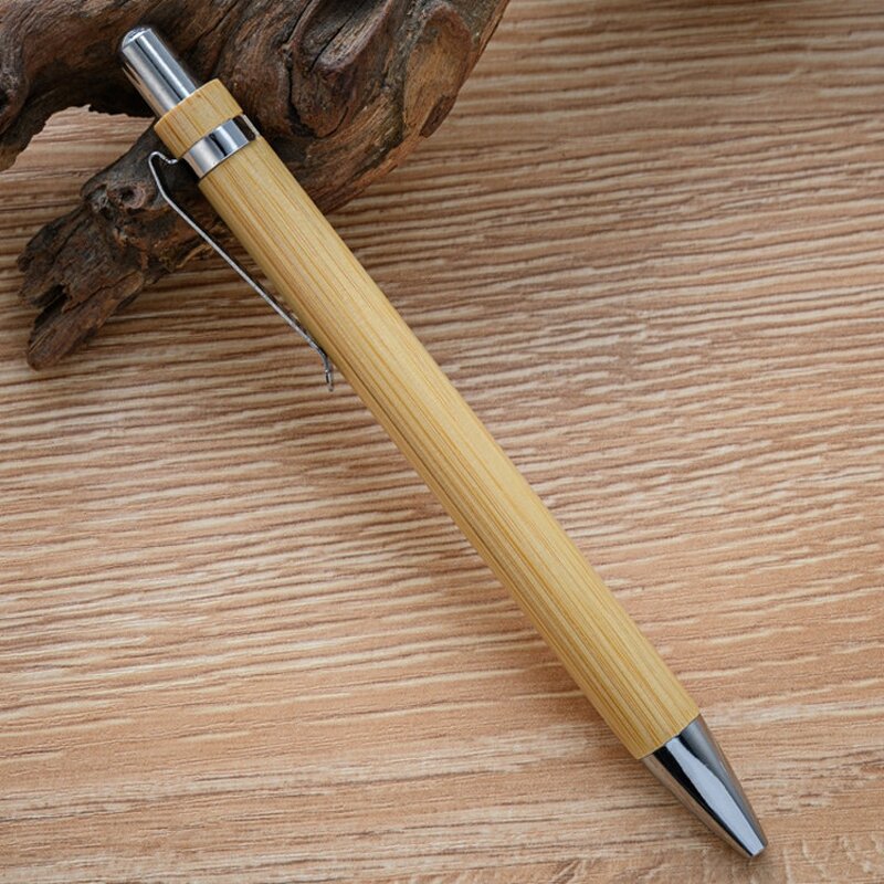 Pen Manufacturer - Wholesale Custom Logo Promotional Gifts Ink 1mm Sustainable Eco-Friendly Bamboo Retractable Ballpoint