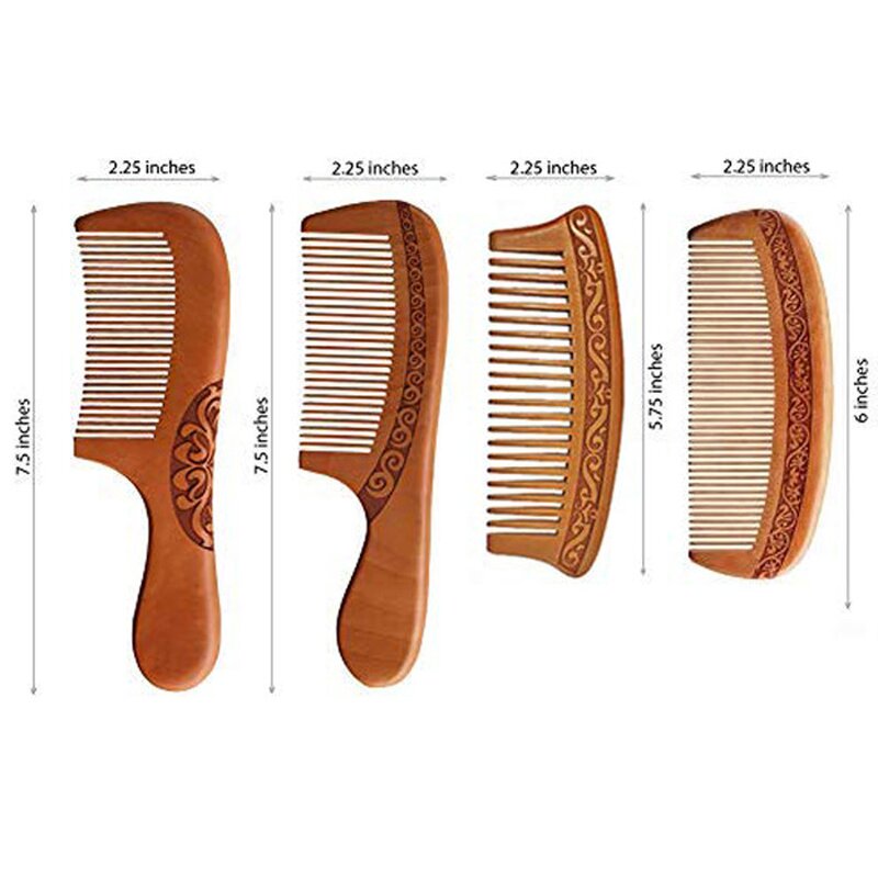 Beard Comb Manufacturer - Hot Sale Natural Handmade Peach Wooden Cheap Hair with Fine Tooth
