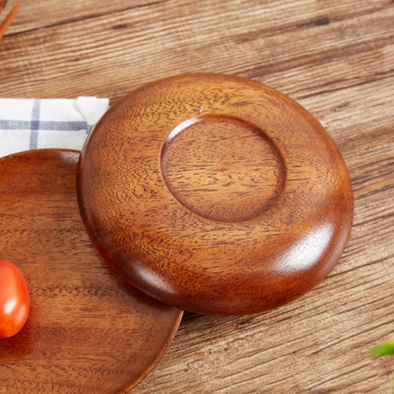 Fruit Plate Manufacturer - Japanese Style Natural Wooden Round Pizza Plate With Eco Friendly