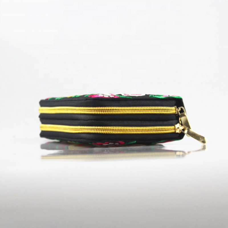 Handbag Manufacturer - Wholesale Double Zipper Embroidery Craft Wallet Bag for Women
