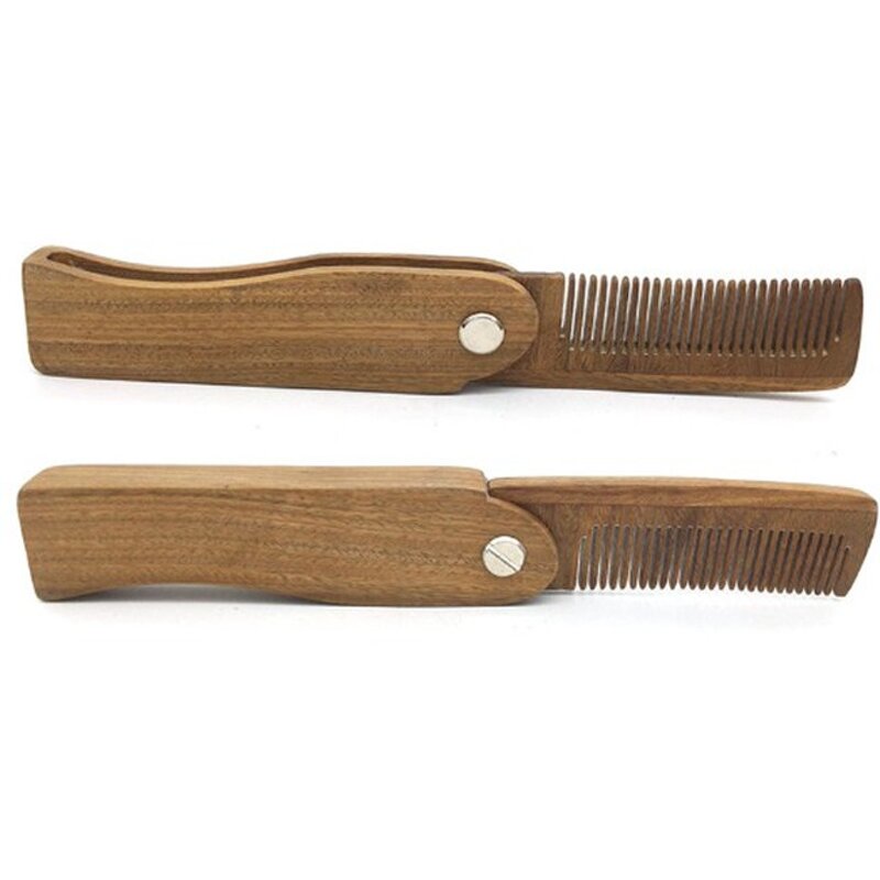 Beard Comb Manufacturer - Custom logo Wooden Sandalwood Folding
