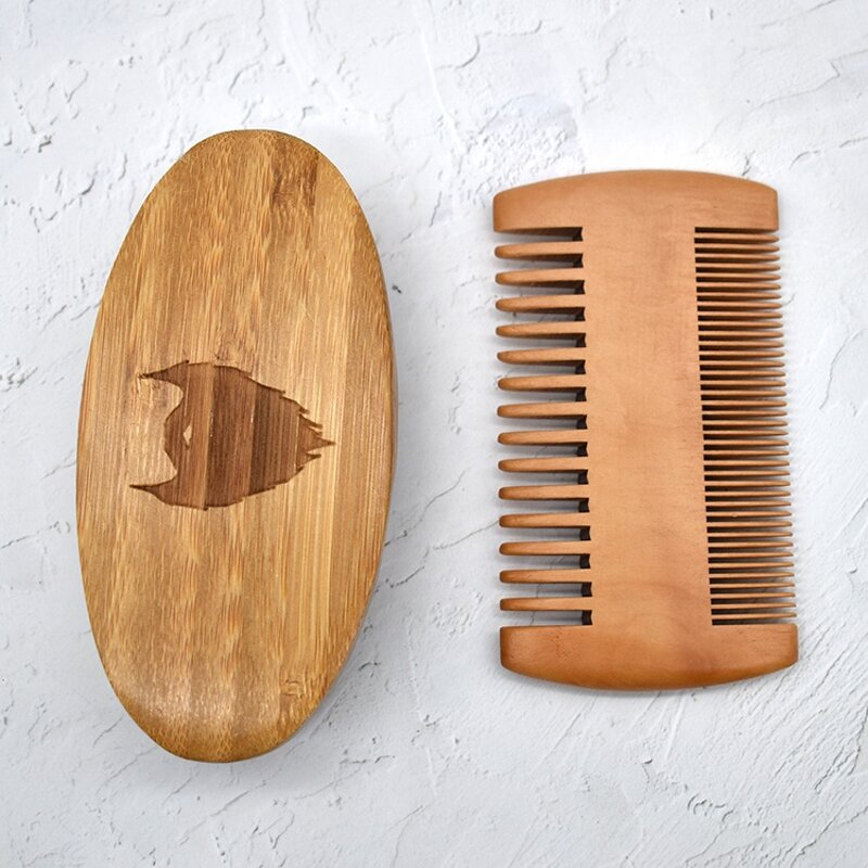 Beard Grooming Kit Manufacturer - Custom Facial Hair Beard Comb and Brush Set Men's Beard Shaping Tool Wooden Comb