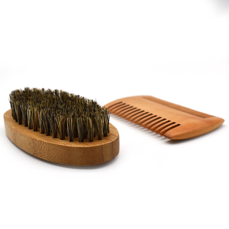 Beard Grooming Kit Manufacturer - Custom Facial Hair Beard Comb and Brush Set Men's Beard Shaping Tool Wooden Comb