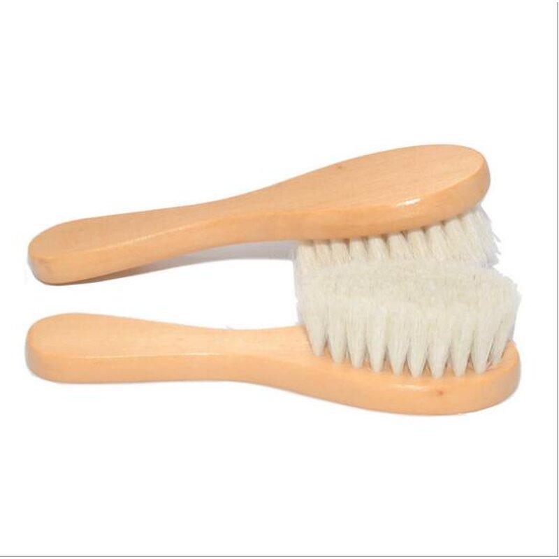 Cleaning Brush Manufacturer - Wholesale Custom logo Wooden Wool Goat Hair Bath Baby Hair Brush