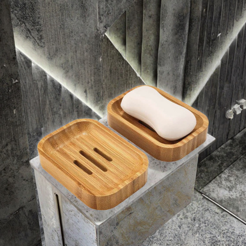 Soap Case Manufacturer - Custom Rectangular Natural Bamboo Holder Eco-Friendly Sustainable Bathroom Set