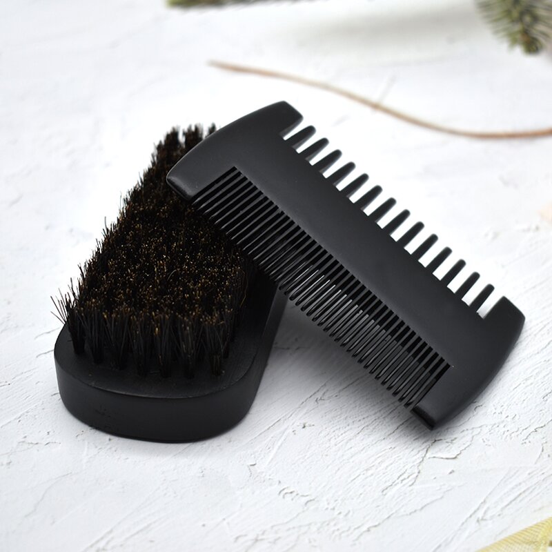 Beard Care Kit Manufacturer - Custom Black Wood Hair Wide Tooth Lice Comb Beard Brush and Comb Sets