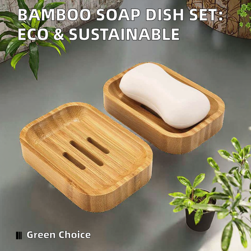 Soap Case Manufacturer - Custom Rectangular Natural Bamboo Holder Eco-Friendly Sustainable Bathroom Set