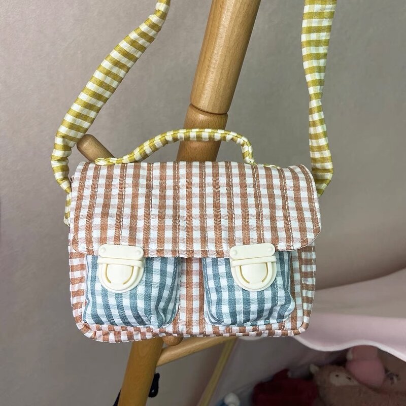 Shoulder Bag Manufacturer - New Fresh Color Matching Checkered Cotton Soft for Girls