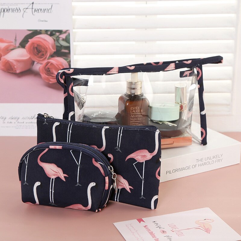Travel Cosmetic Storage Bag Manufacturer - Factory Wholesale New Fashion Transparent PVC Portable Three-piece Set