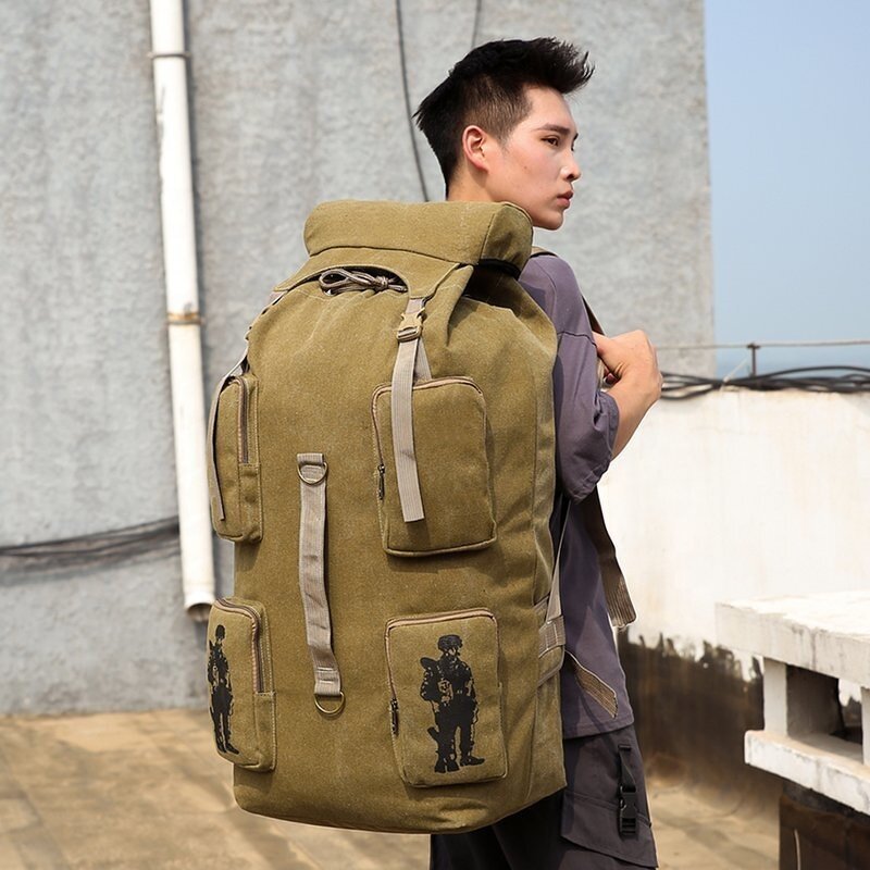 Mountaineering Backpack Manufacturer - Super Large Capacity 100 Liters Thickened Canvas Retro Travel Fashion