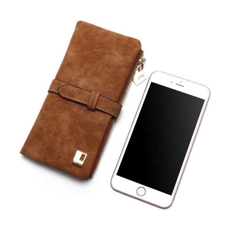 Wallet Manufacturer - 2020 Hot Selling Long Design Two Fold Zipper Nubuck Leather Purse