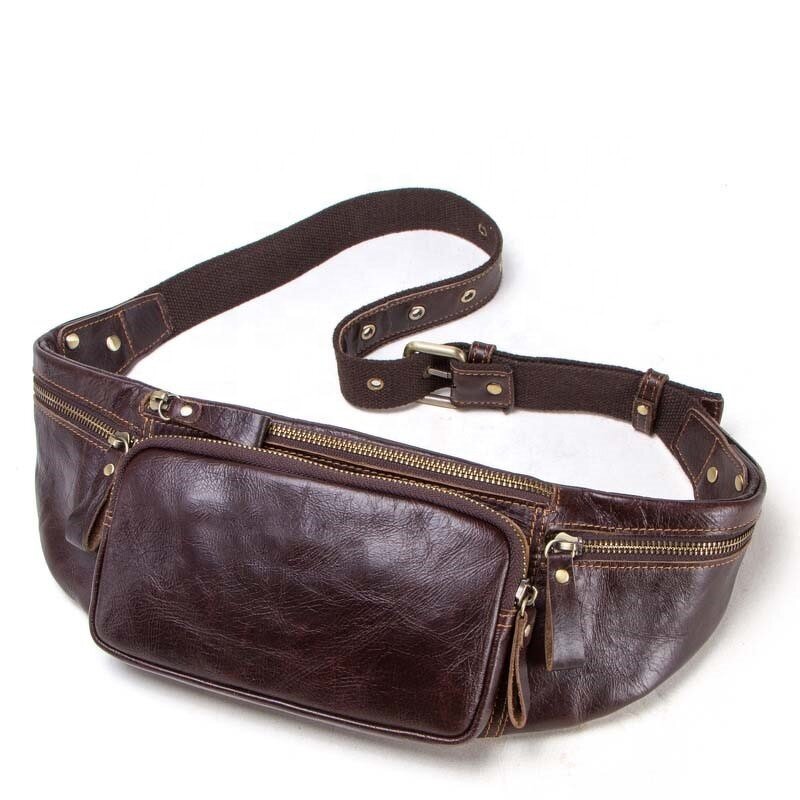 Fanny Pack Waist Bag Manufacturer - Hot Selling Customized Vintage Genuine Leather Waterproof Multifunction High Quality for Men