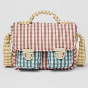 Shoulder Bag Manufacturer - New Fresh Color Matching Checkered Cotton Soft for Girls