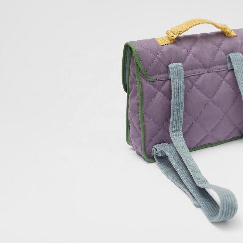 Kid's Backpack Manufacturer - New Purple Flower Canvas Quilted Embroidered