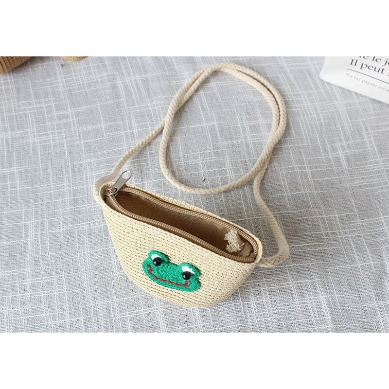 Coin Purse Manufacturer - Cute Princess Fashion Mini One-shoulder Children's Hand-woven Messenger Straw Beach Bag