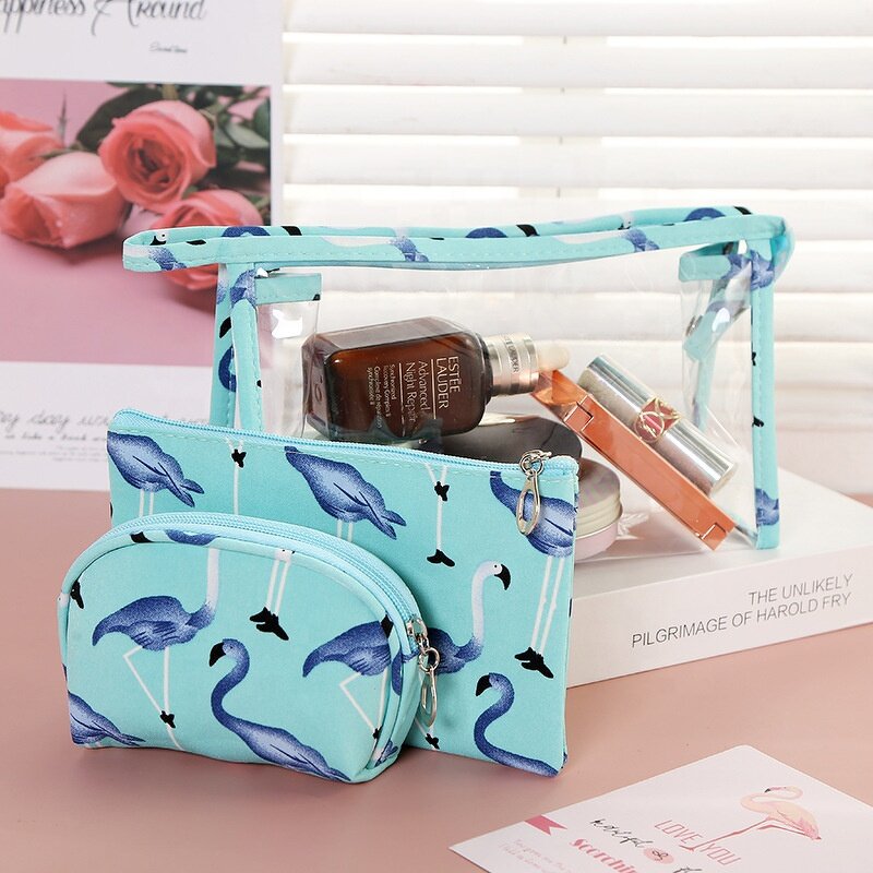 Travel Cosmetic Storage Bag Manufacturer - Factory Wholesale New Fashion Transparent PVC Portable Three-piece Set