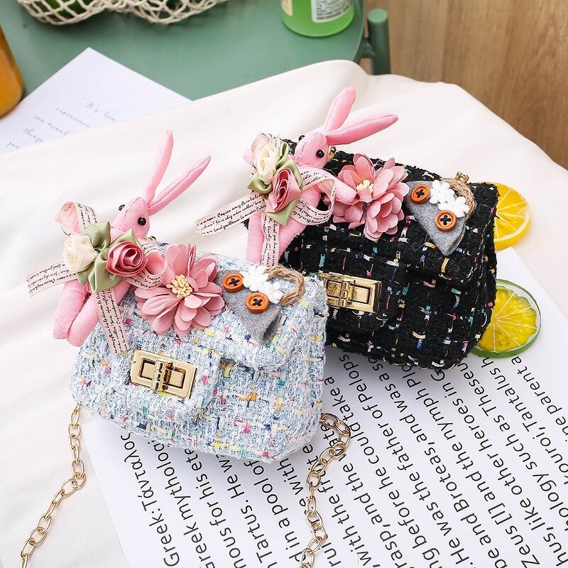 Coin Purse Manufacturer - Children's Cute Cartoon Flower Woven Shoulder Small Fragrance Messenger Baby Candy Bag