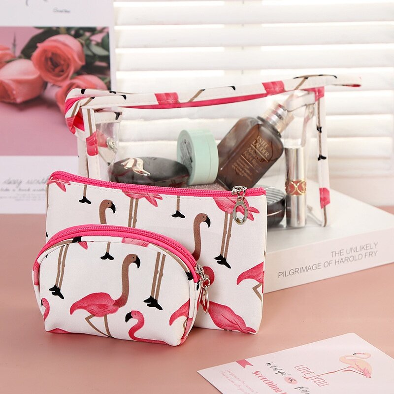 Travel Cosmetic Storage Bag Manufacturer - Factory Wholesale New Fashion Transparent PVC Portable Three-piece Set