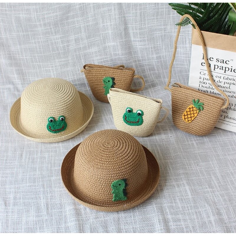 Coin Purse Manufacturer - Cute Princess Fashion Mini One-shoulder Children's Hand-woven Messenger Straw Beach Bag