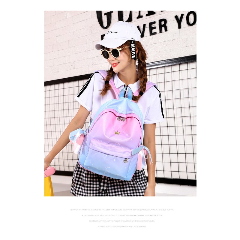 Backpack Manufacturer - Factory Direct 2020 New Nylon Cloth rainbow Student School Crown Mountaineering