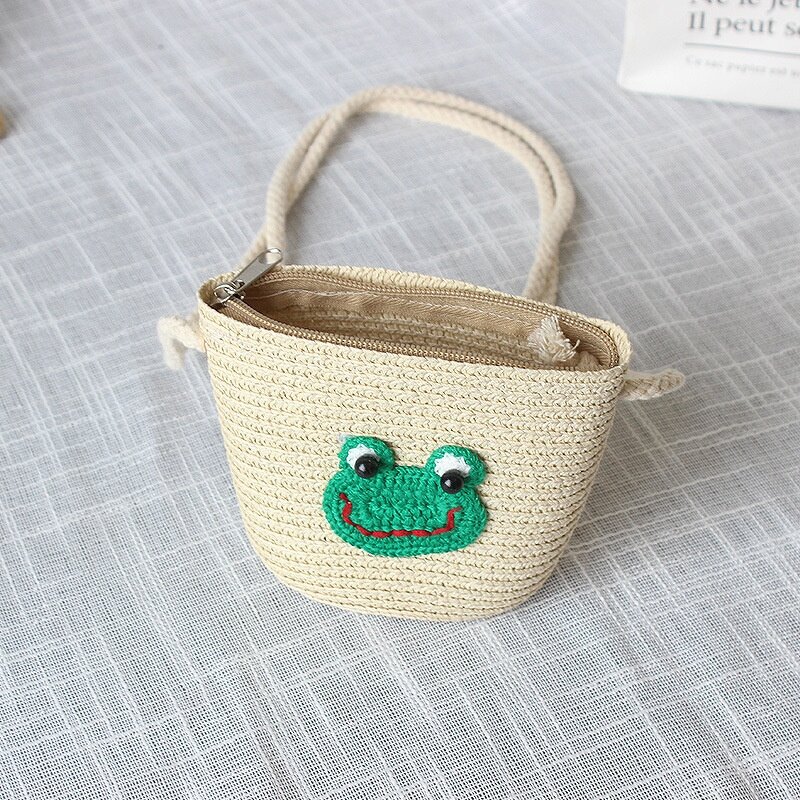 Coin Purse Manufacturer - Cute Princess Fashion Mini One-shoulder Children's Hand-woven Messenger Straw Beach Bag