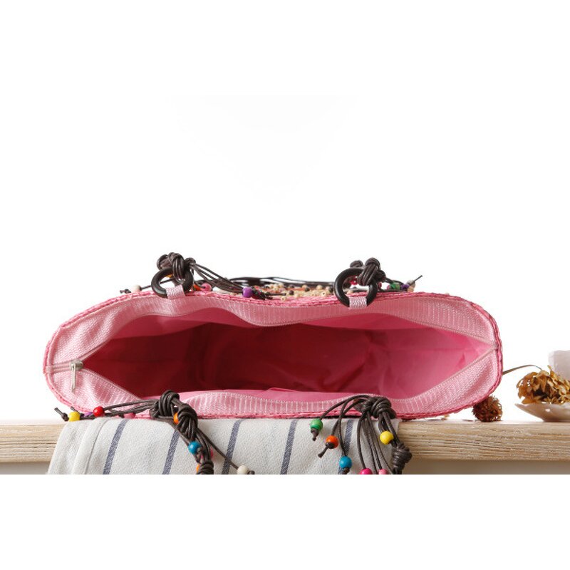 Straw Bag Manufacturer - Drop Shipping New Bohemian Hand-embroidered Starfish Beaded Woven Female Shoulder