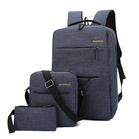 Backpack Manufacturer - Men's Business Korean Version Casual Simple Fashion Three-piece with USB Charging Port