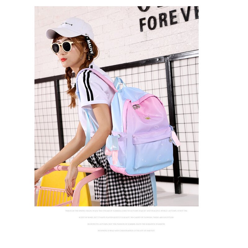 Backpack Manufacturer - Factory Direct 2020 New Nylon Cloth rainbow Student School Crown Mountaineering