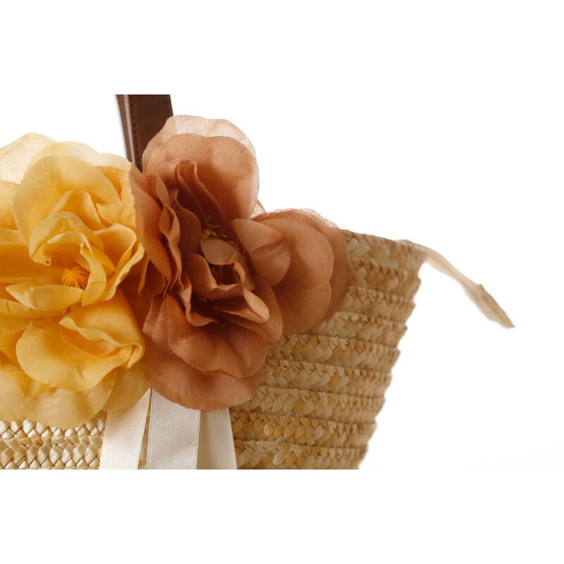 Straw Woven Shoulder Bag Manufacturer - 2020 New Style Garden Flower Solid Color Hand-woven Beach Tote Handbag