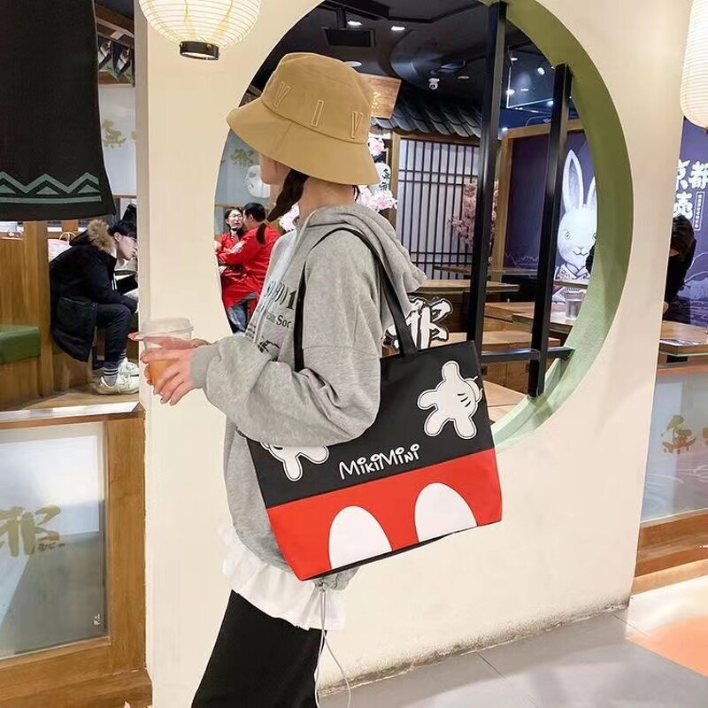 Canvas Tote Bag Manufacturer - Casual Cartoon Mouse American Handheld Ladies Shopping Large Capacity