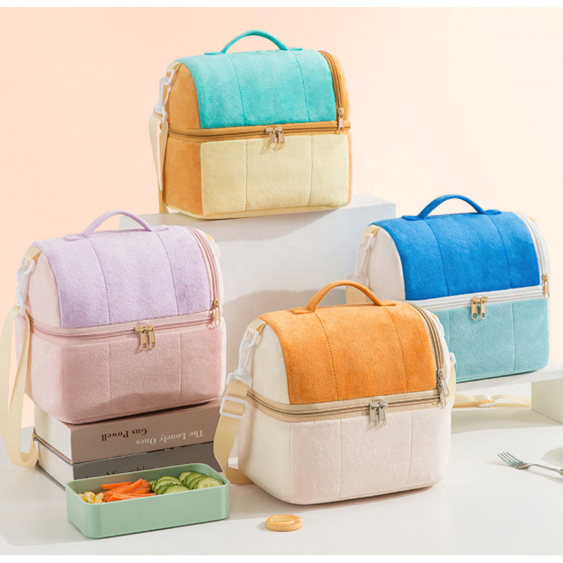 Messenger Tote Bags Manufacturer - 2023 Drop Shipping Flannel Candy Color Picnic Double Layer Cooler for Adults