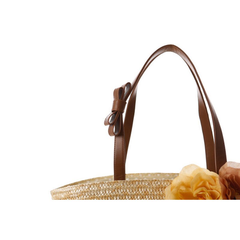 Straw Woven Shoulder Bag Manufacturer - 2020 New Style Garden Flower Solid Color Hand-woven Beach Tote Handbag