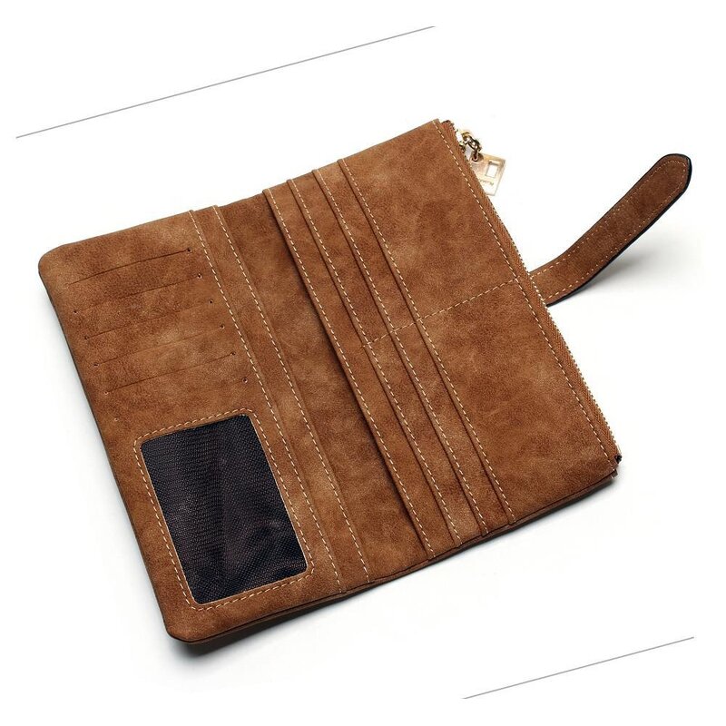 Wallet Manufacturer - 2020 Hot Selling Long Design Two Fold Zipper Nubuck Leather Purse