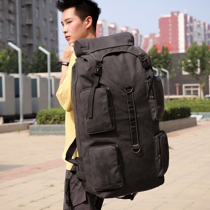 Mountaineering Backpack Manufacturer - Super Large Capacity 100 Liters Thickened Canvas Retro Travel Fashion