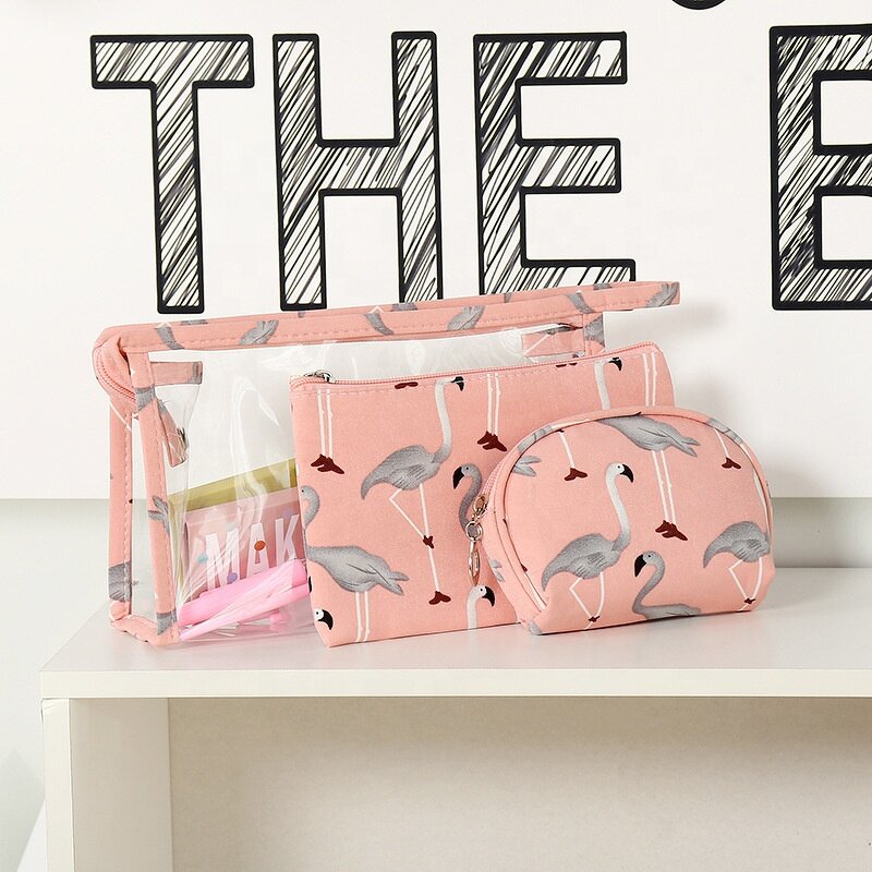Travel Cosmetic Storage Bag Manufacturer - Factory Wholesale New Fashion Transparent PVC Portable Three-piece Set