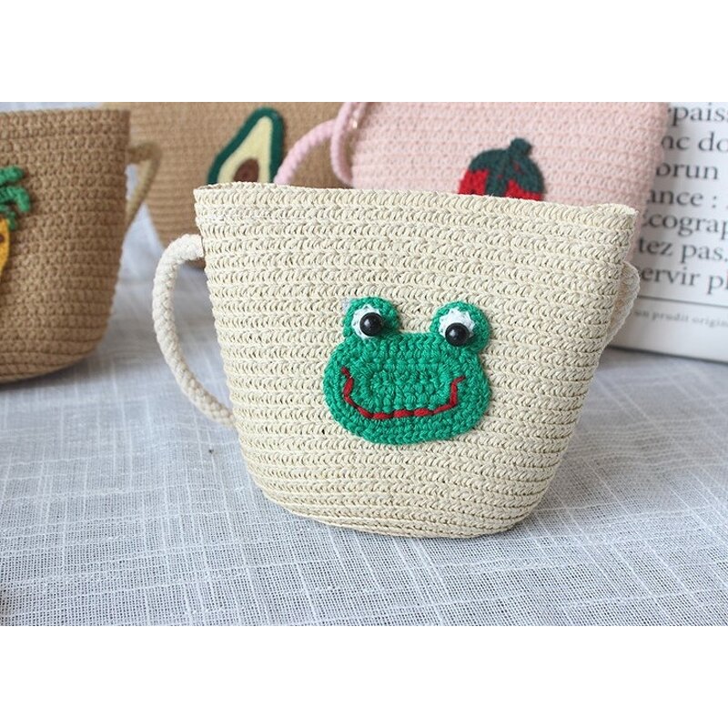 Coin Purse Manufacturer - Cute Princess Fashion Mini One-shoulder Children's Hand-woven Messenger Straw Beach Bag