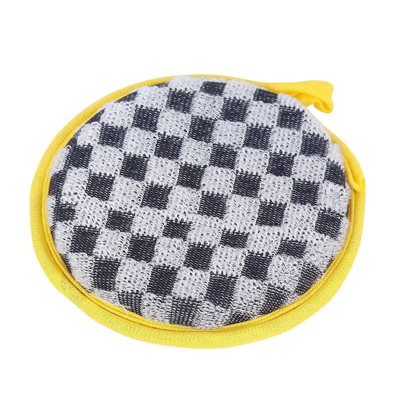 Dishwashing Sponge Manufacturer - Black and White Checkered Kitchen Double-Sided Polyester Brush for Pot Cleaning Household
