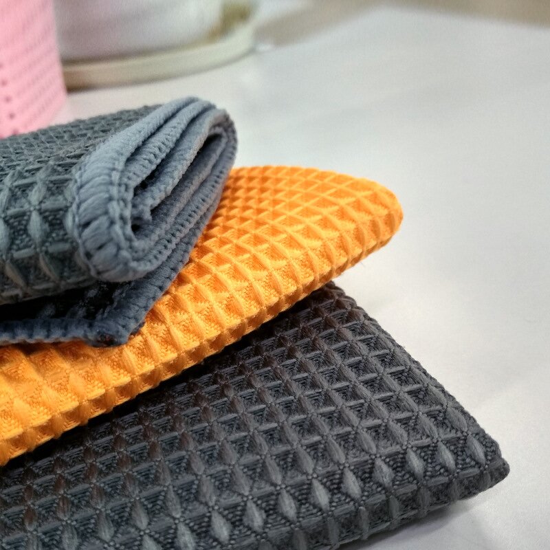 Car Towel Manufacturer - Glass Honeycomb Microfiber Waffle Cleaning square Towel