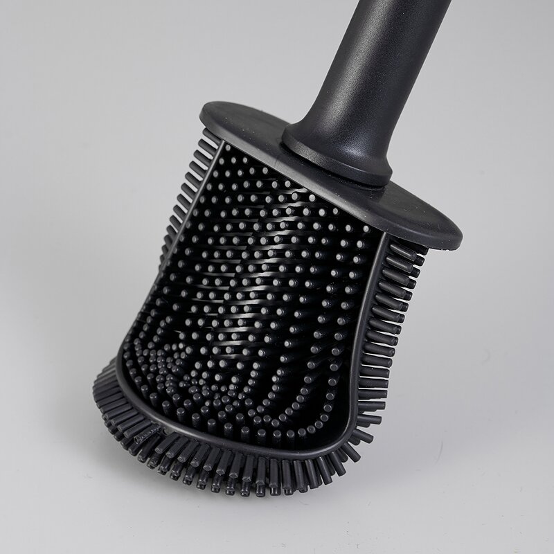 Toilet Brush Manufacturer - Newest Household Oval Shaped Stainless Steel Black Matting Coated Cleaning Brushes