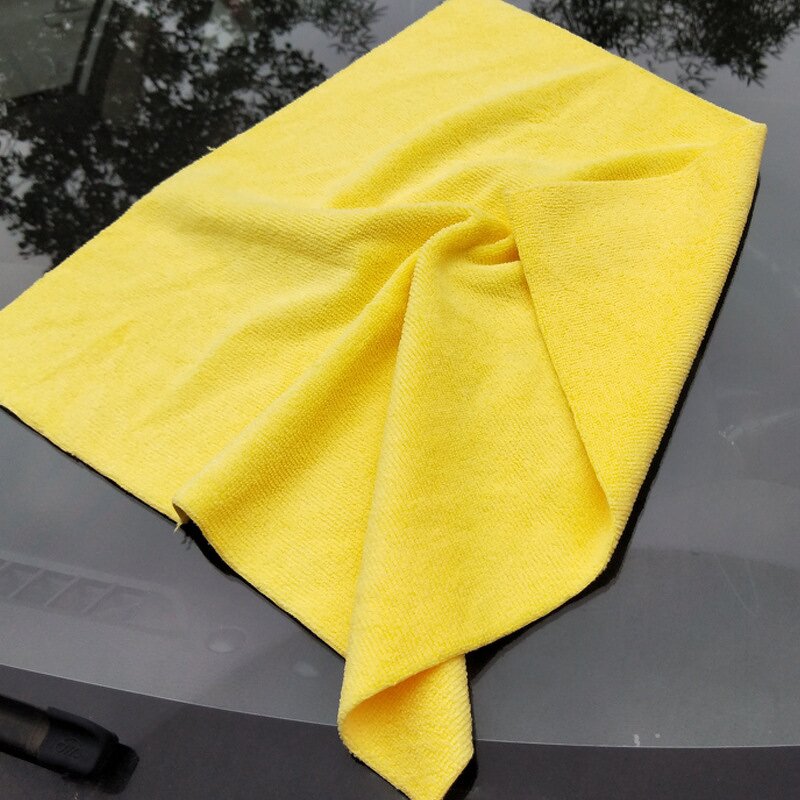 Car Washing Towel Manufacturer - 380gsm Grey and Yellow Microfiber Square Polishing Tool Wax Cloth Crystal Plated