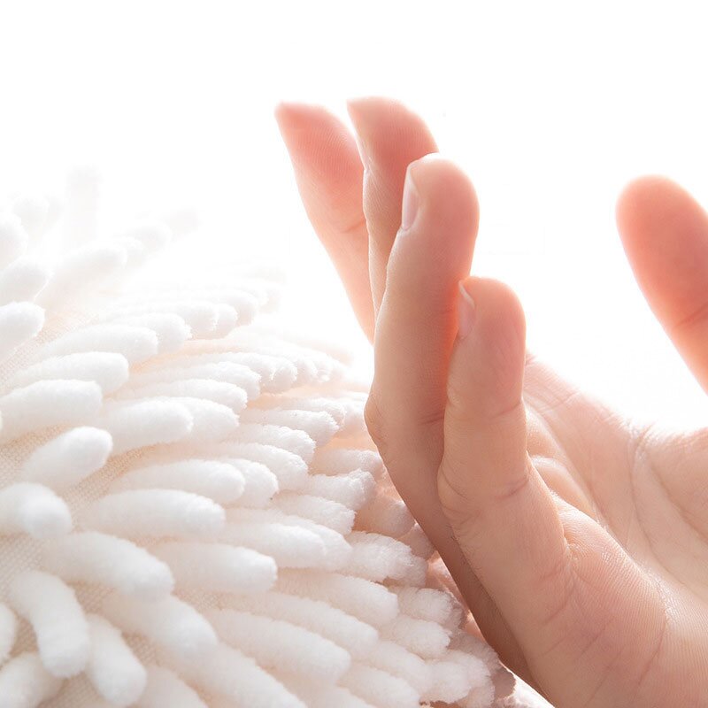 Chenille Ball Cloth Manufacturer - Microfiber White and Gray Hand Clean for Bathroom Application