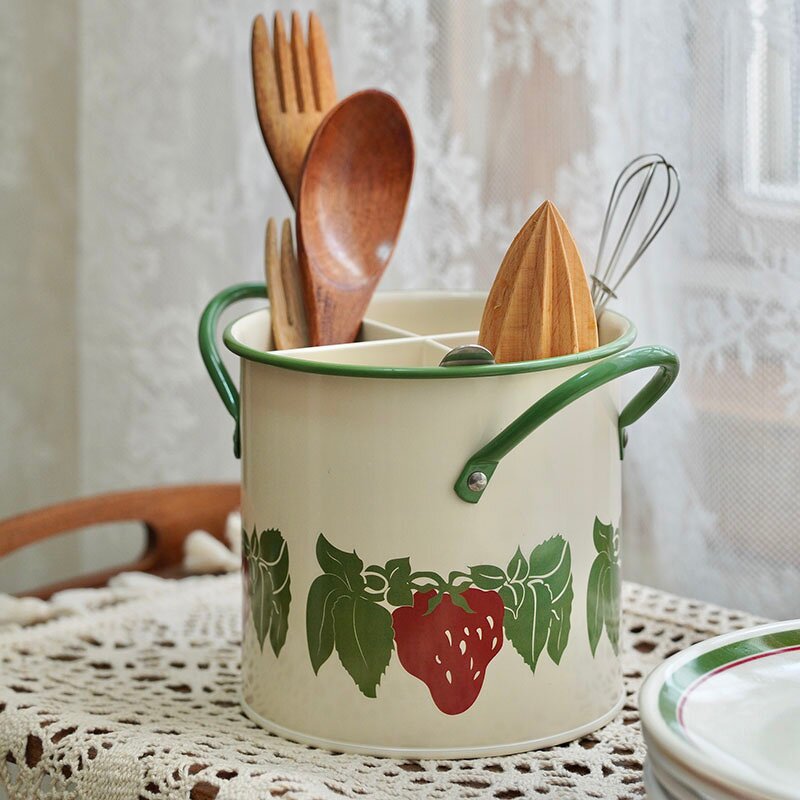 Tableware Storage Bucket Manufacturer - Antique Style Vintage Iron Metal Kitchen Drain Rack for Chopsticks Baking Supplies