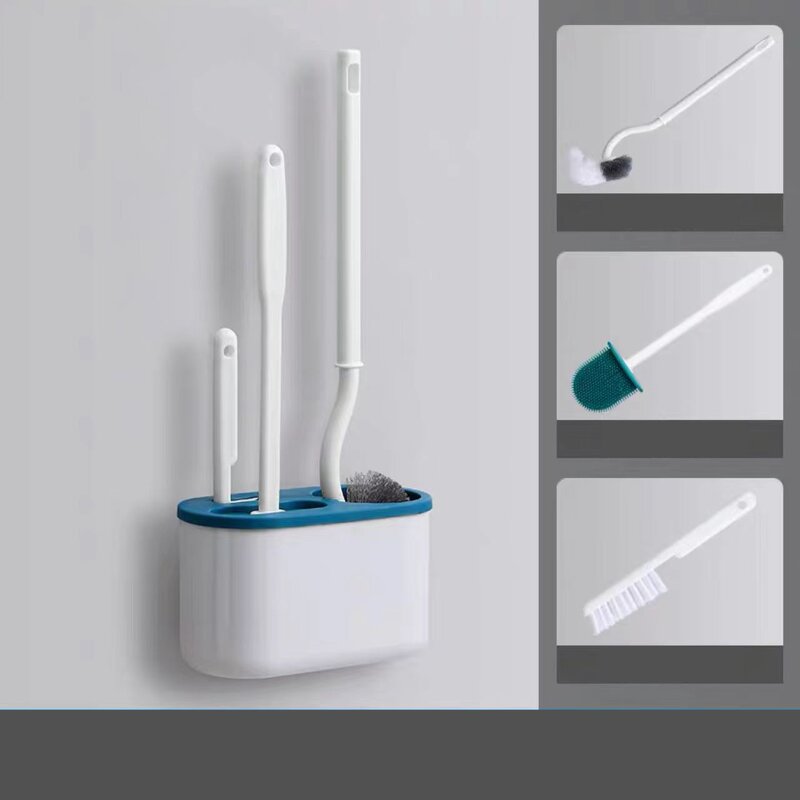 Toilet Cleaning Brush Set Manufacturer - 3 in 1 Factory Detachable Handle Black and White