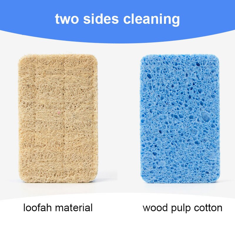 Scrubber Manufacturer - Double-sided Loofah Cleaning Pad Thickened Oil-Resistant Kitchen Wooden Pulp Cotton Dishwashing