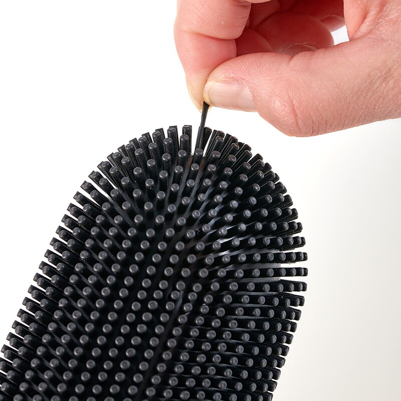 Toilet Brush Manufacturer - Newest Household Oval Shaped Stainless Steel Black Matting Coated Cleaning Brushes